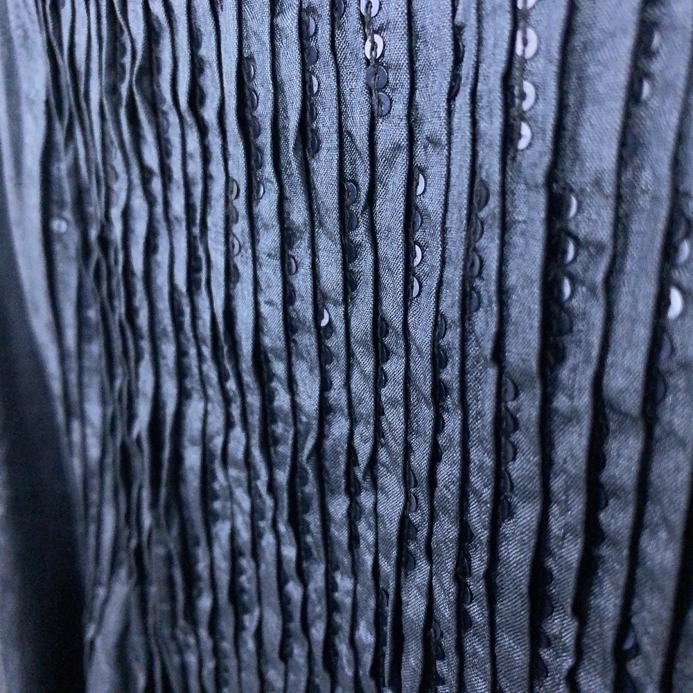 😎 Eileen Fisher Blue Pleated Pintuck Silk Tank - Picture 4 of 7